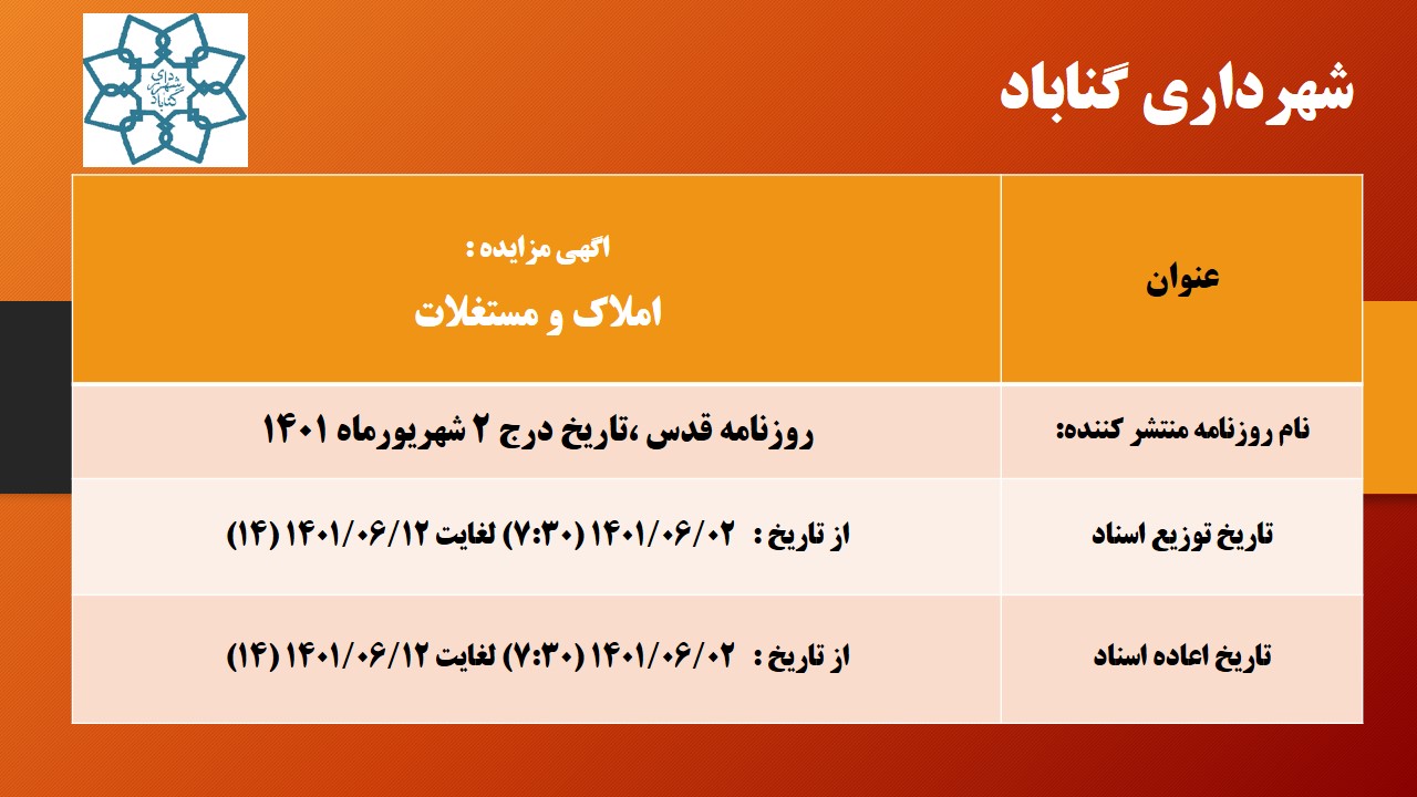 آگهی مزایده املاک و مستغلات