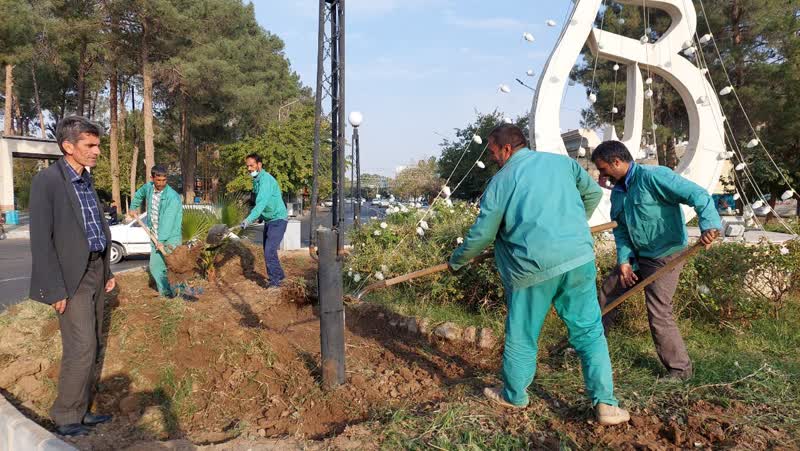 واکاری بسترهای گلکاری شده در میدان غدیر