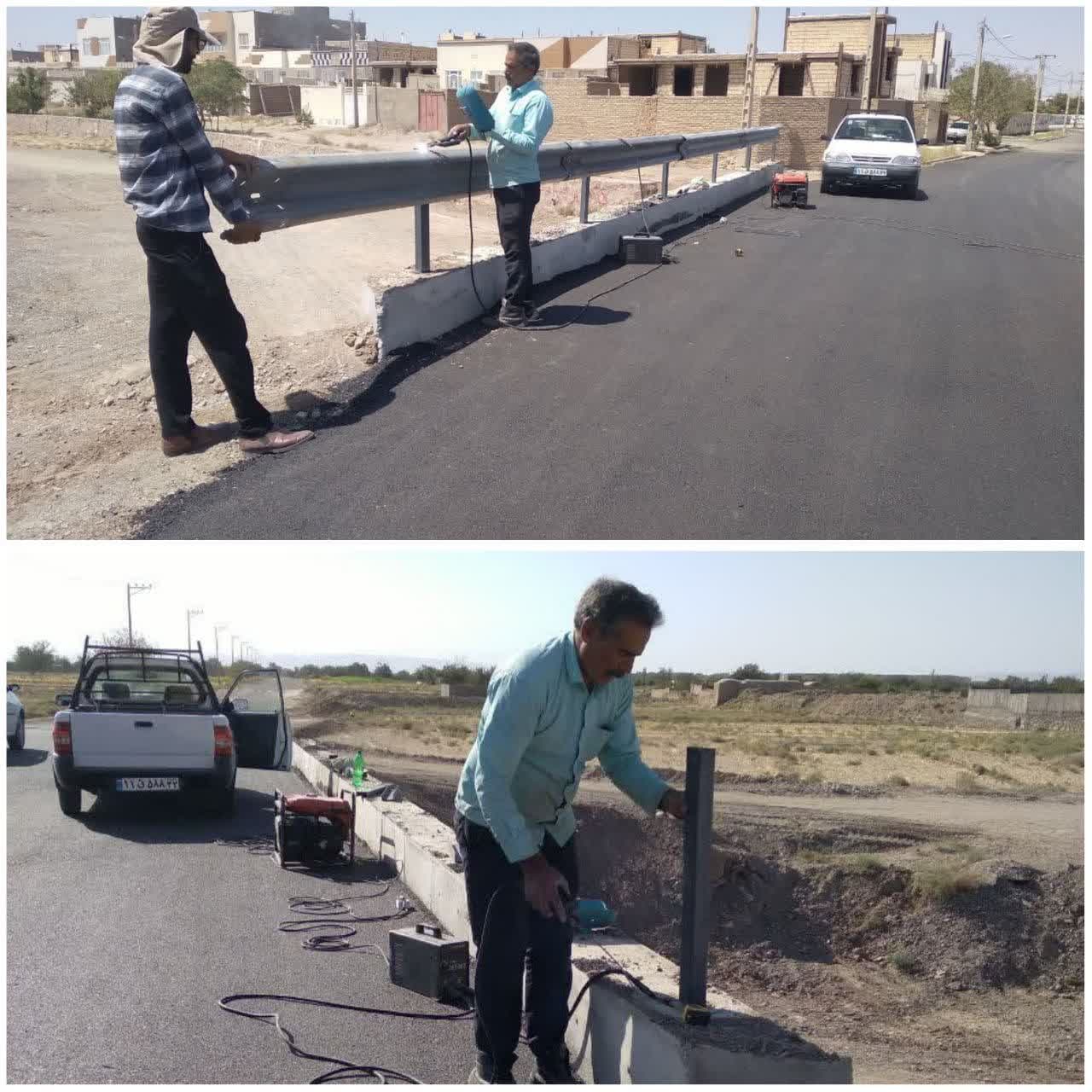  نصب گاردریل در محل پل قنات
