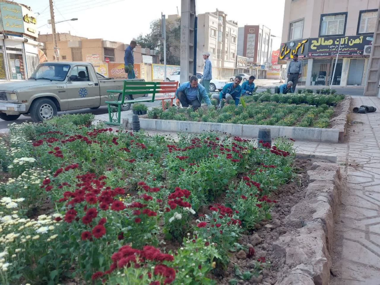 ادامه گلکاری پاییزی شهرداری گناباد 